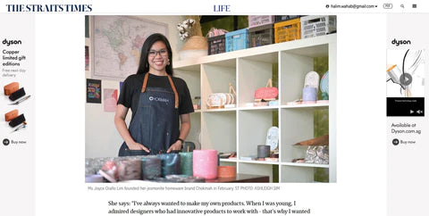 Straits Times - Made in Singapore: 'Material' love leads maker to start homeware brand Chokmah